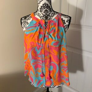Vibrant Pink, Orange and Light Blue Women's Halter Top NWT